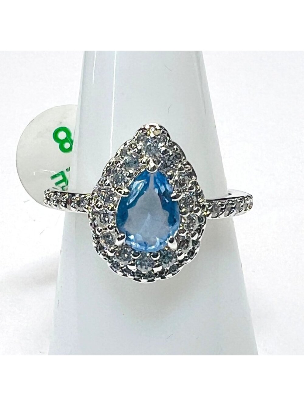 Ring Bomb Party Ring, size 8, blue stone, silver color band